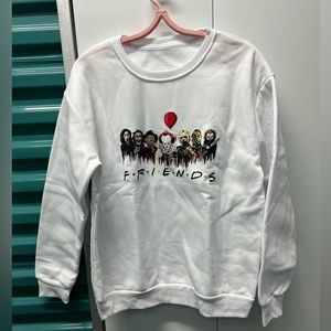 White Fleece Horror Charecters “Friends” Sweater